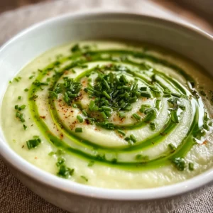 Creamy Spring Leek and Potato Soup Recipe with Easy Chive Oil Topping