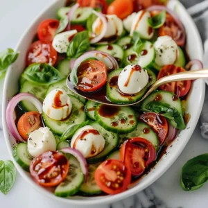 Fresh Cucumber Caprese Salad