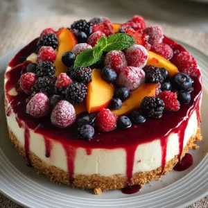 Summer Berry and Peach Cheesecake