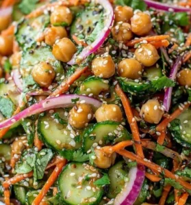 Asian Cucumber and Chickpea Slaw with Sesame Dressing