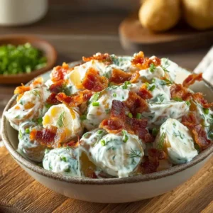 Creamy Bacon Dill Potato Salad with Yukon Golds — Easy Healthy Side Dish