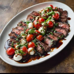 Grilled Flank Steak Caprese with Balsamic Dressing