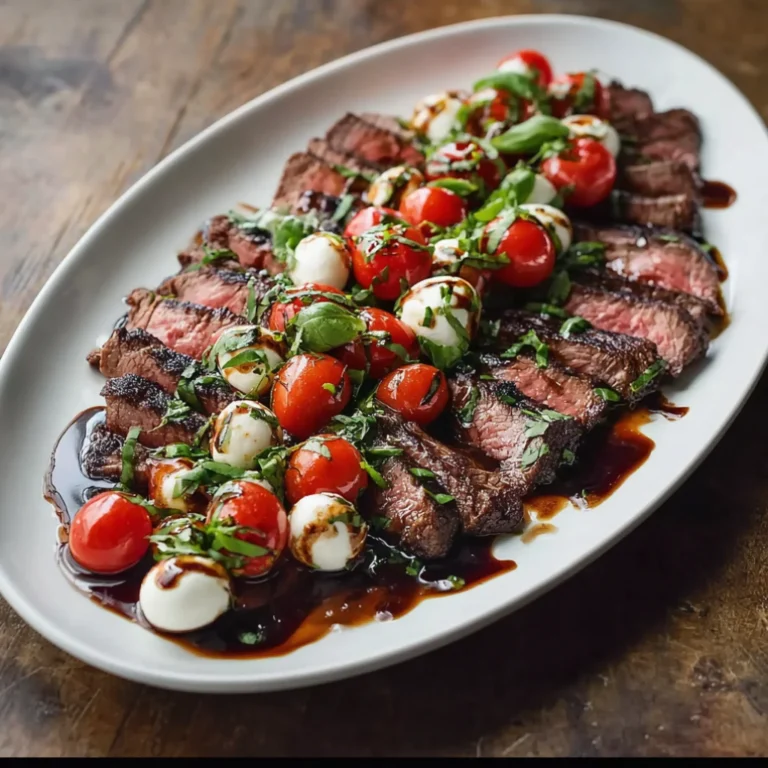 Grilled Flank Steak Caprese with Balsamic Dressing