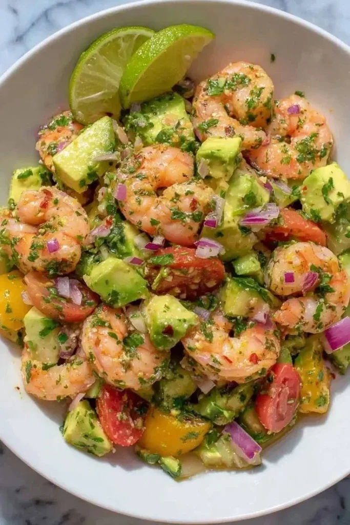Healthy shrimp avocado salad