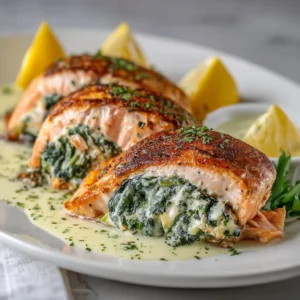 Healthy Spinach Stuffed Salmon Recipe | Easy Dinner Idea