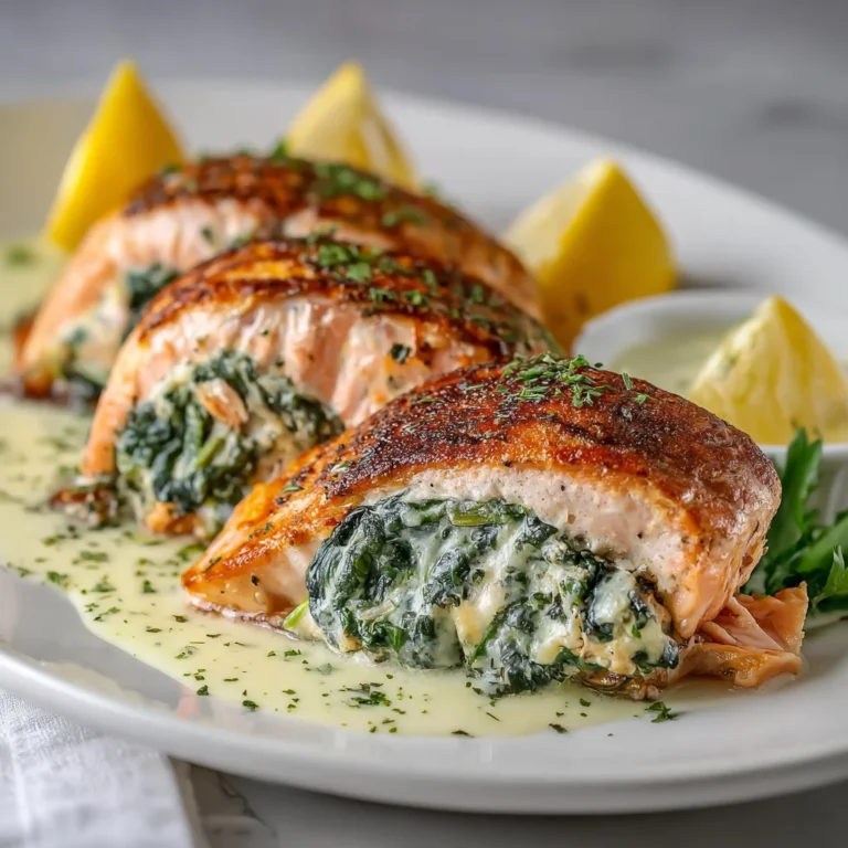 Healthy spinach stuffed salmon