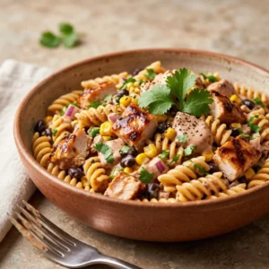 High Protein BBQ Chicken Pasta Salad