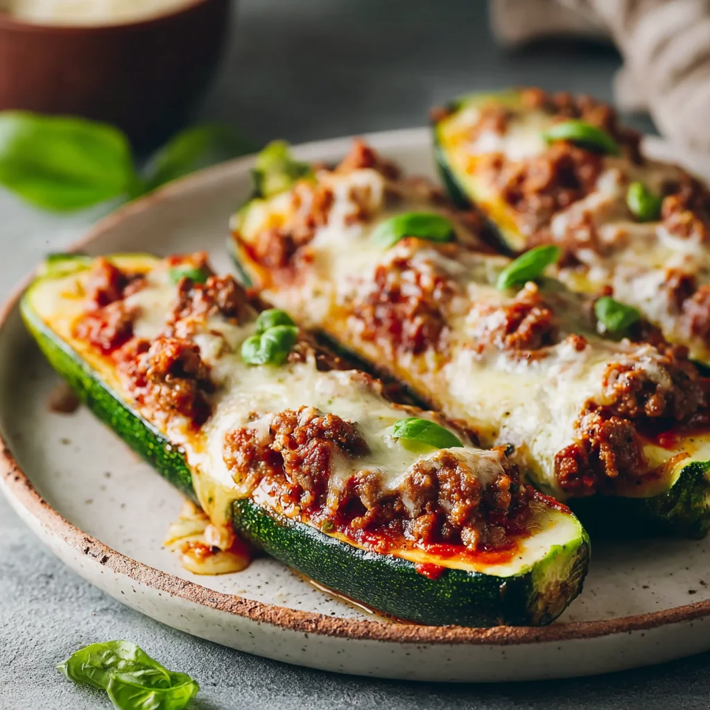 High Protein Zucchini Lasagna Boats