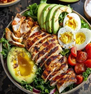 Paleo Grilled Chicken Cobb Salad with Honey Dijon Dressing