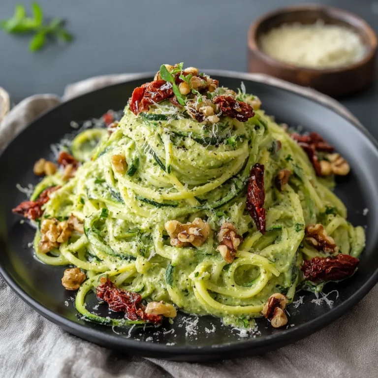 Raw avocado pesto zucchini noodles