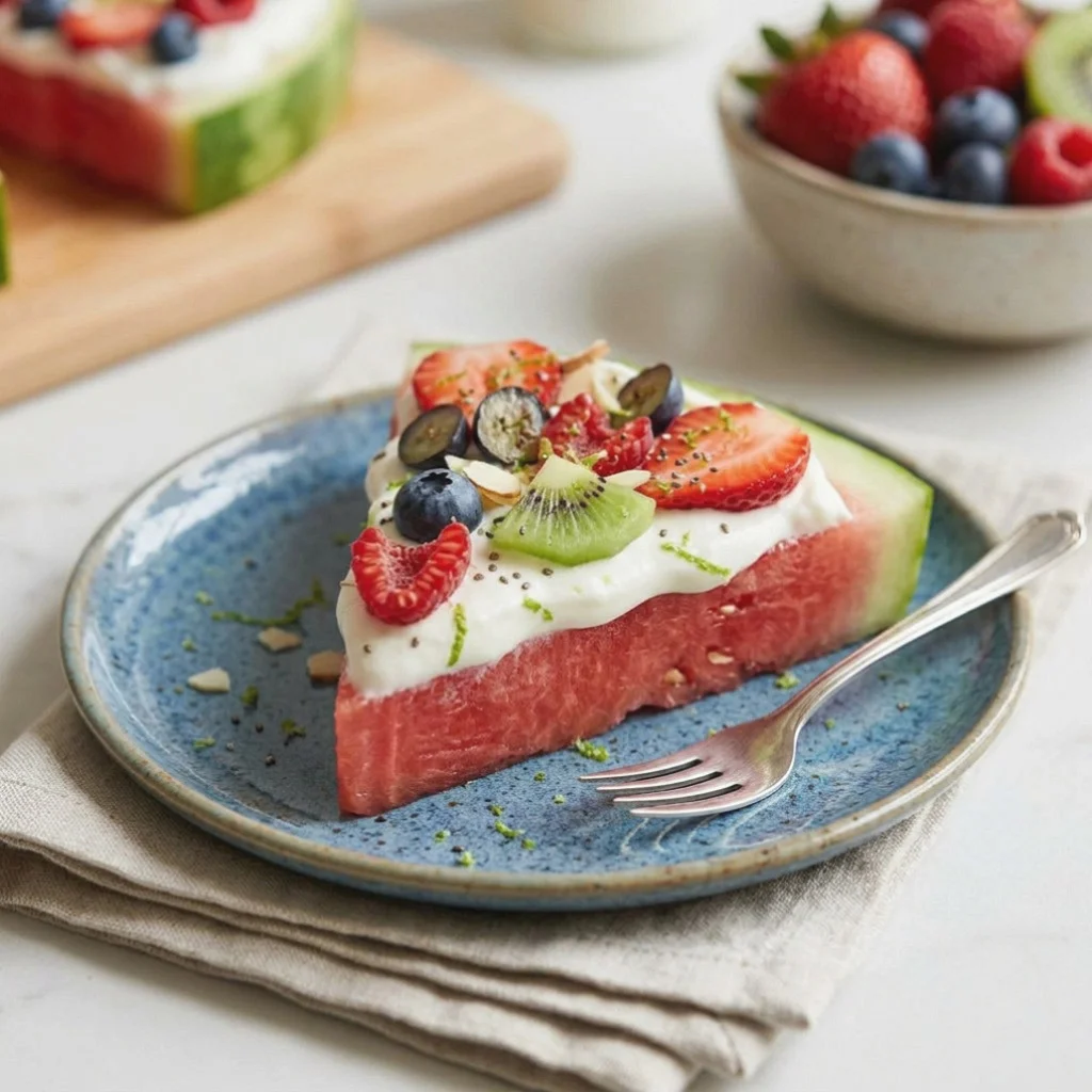 Watermelon Pizza With Creamy Yogurt