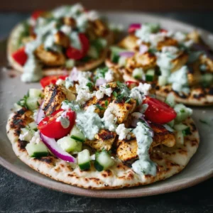Mediterranean Chicken Tacos with Creamy Tzatziki and Feta